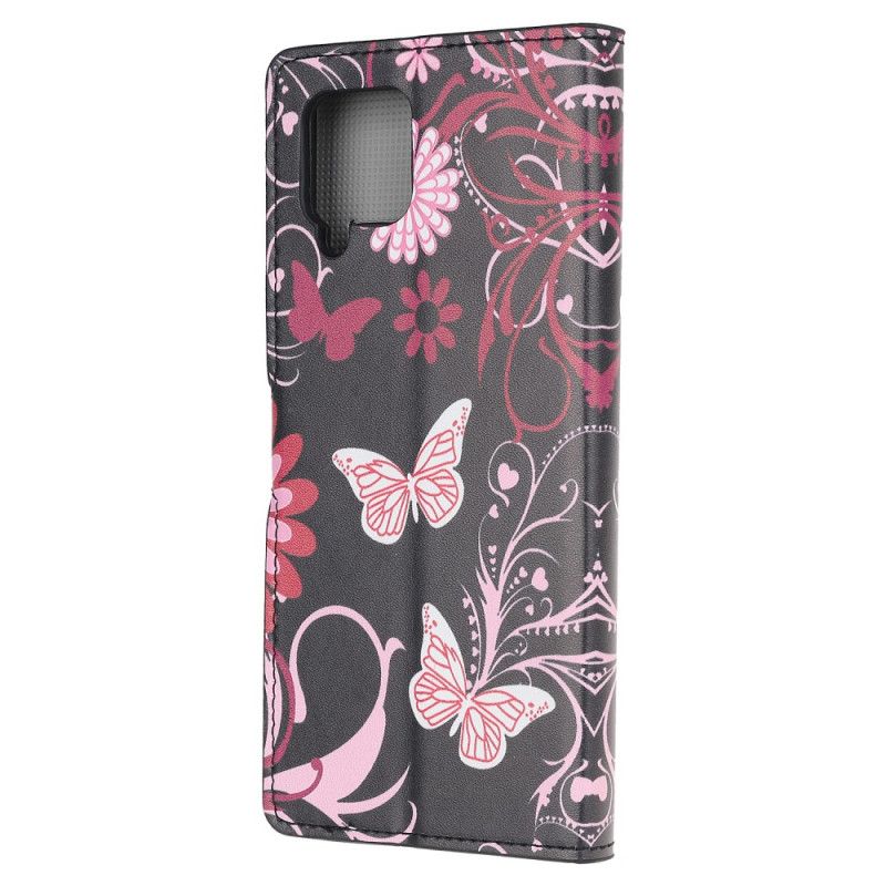 Housse Samsung Galaxy A12 Papillons Et Fleurs