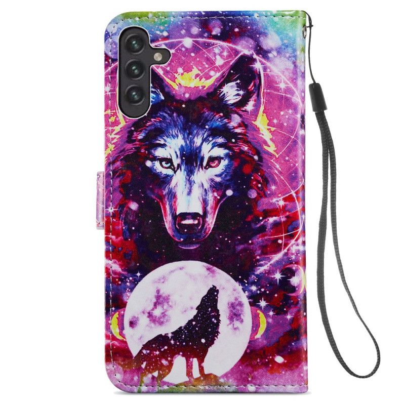 Housse Samsung Galaxy A13 5G Magnifiques Loups Avec Lanière