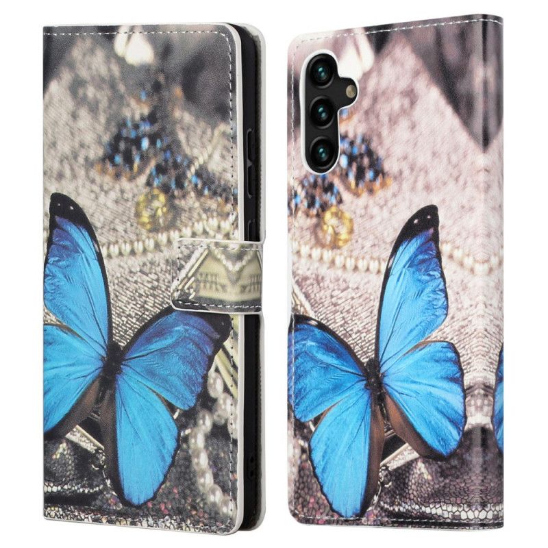 Housse Samsung Galaxy A13 5G Papillon Bleu