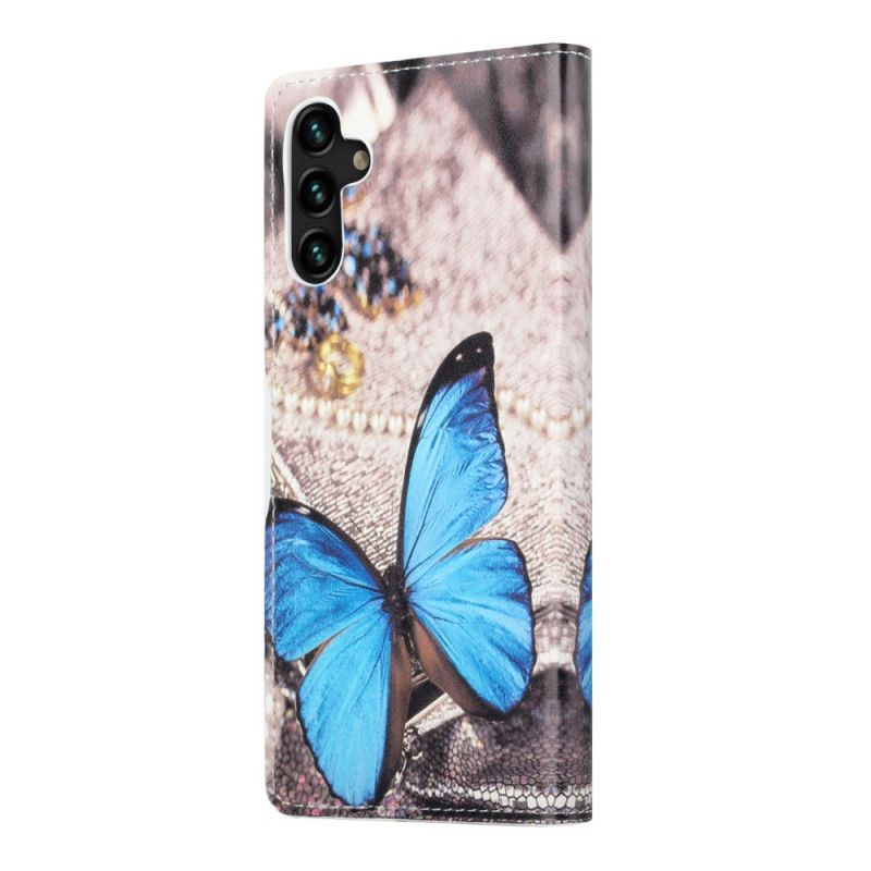 Housse Samsung Galaxy A13 5G Papillon Bleu