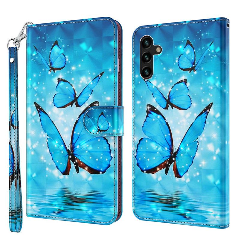 Housse Samsung Galaxy A13 5G Papillons Bleus Volants