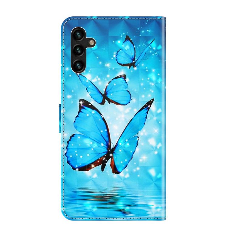 Housse Samsung Galaxy A13 5G Papillons Bleus Volants