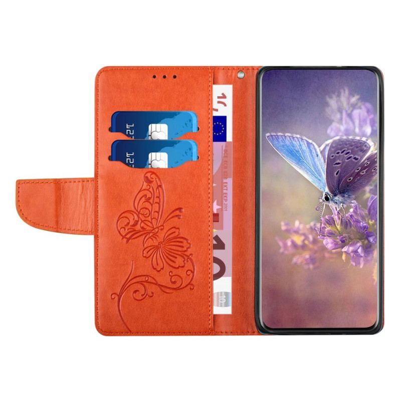 Housse Samsung Galaxy A13 Bicolore Papillon à Lanière