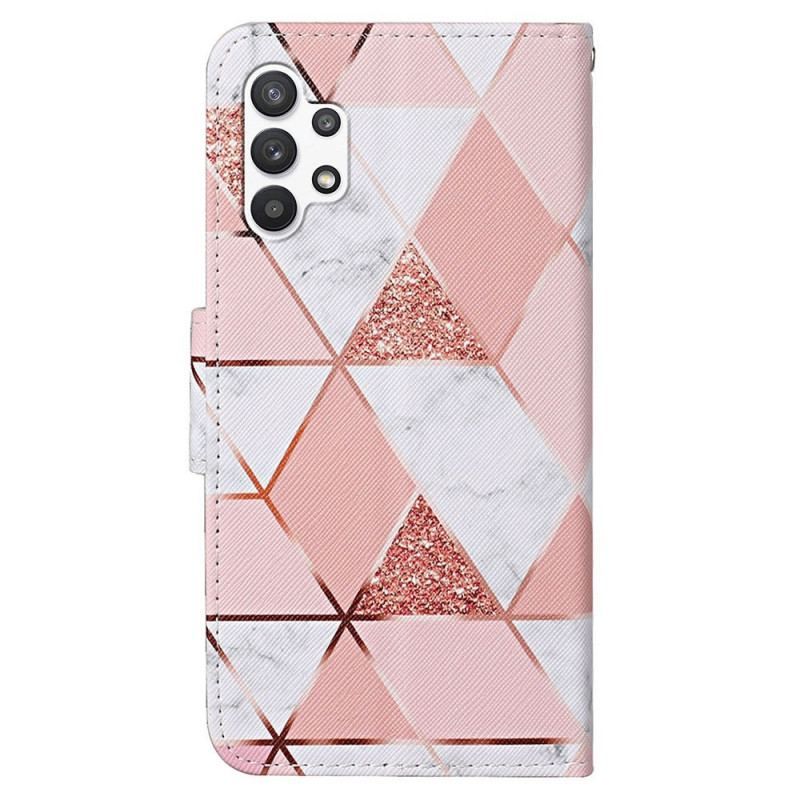 Housse Samsung Galaxy A13 Marbre et Paillettes avec Lanière