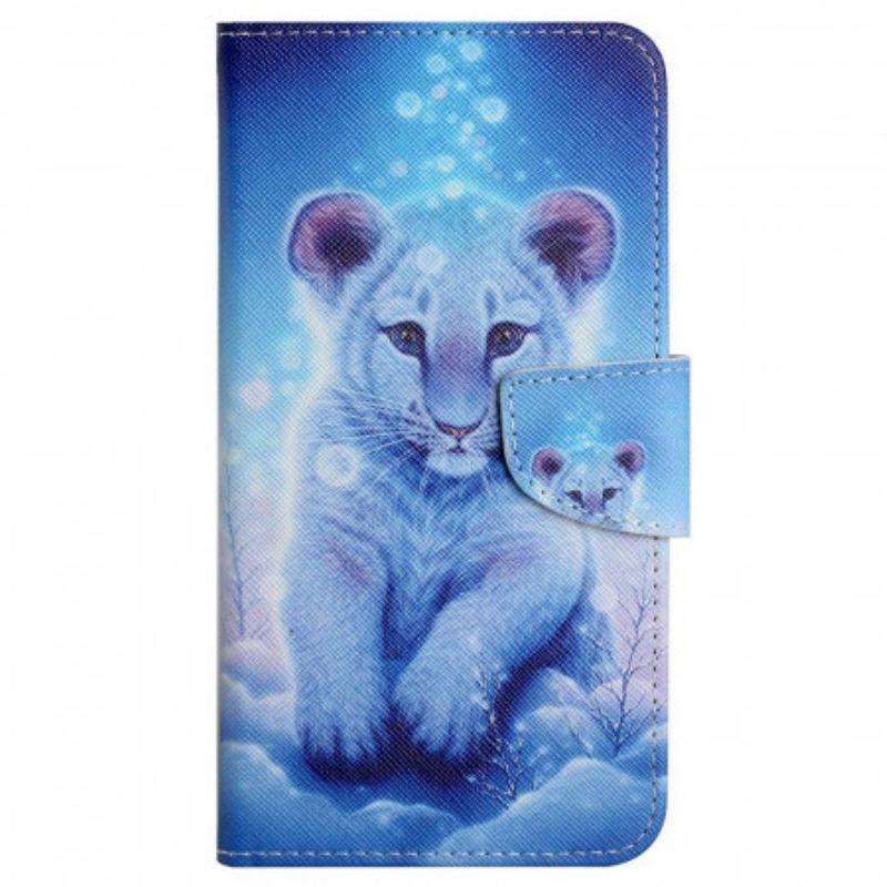 Housse Samsung Galaxy A13 Tigre Blanc avec Lanière