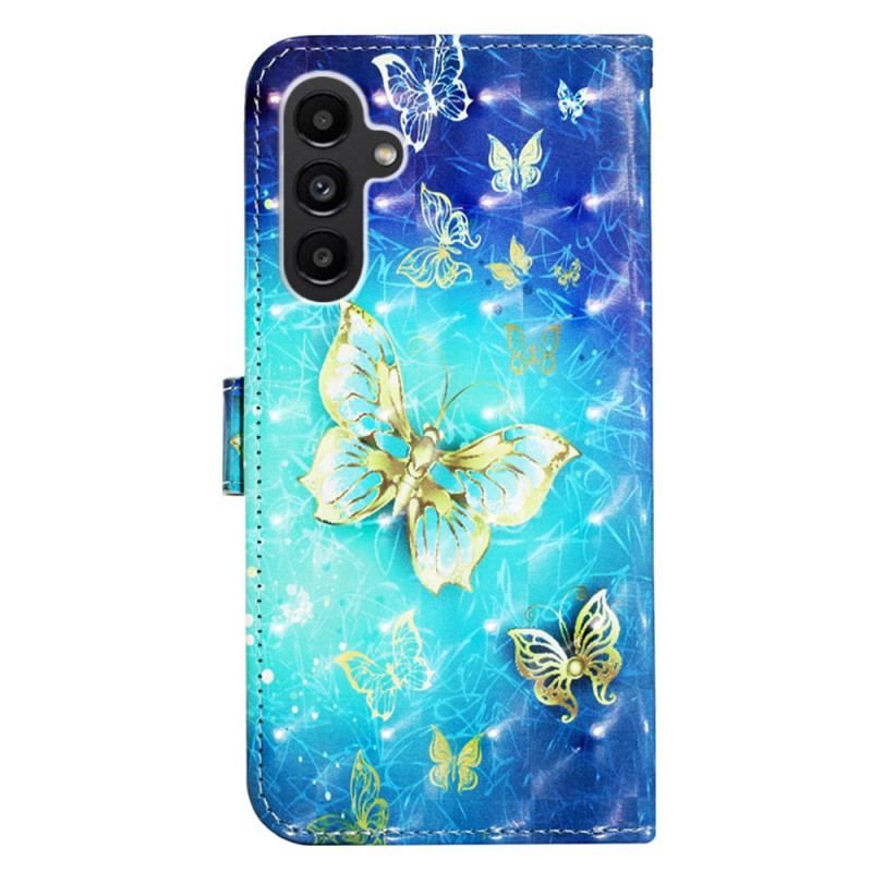 Housse Samsung Galaxy A14 5G / A14 Superbes Papillons à Lanière