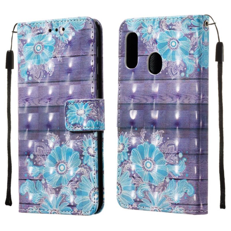 Housse Samsung Galaxy A20e Fleurs Bleues