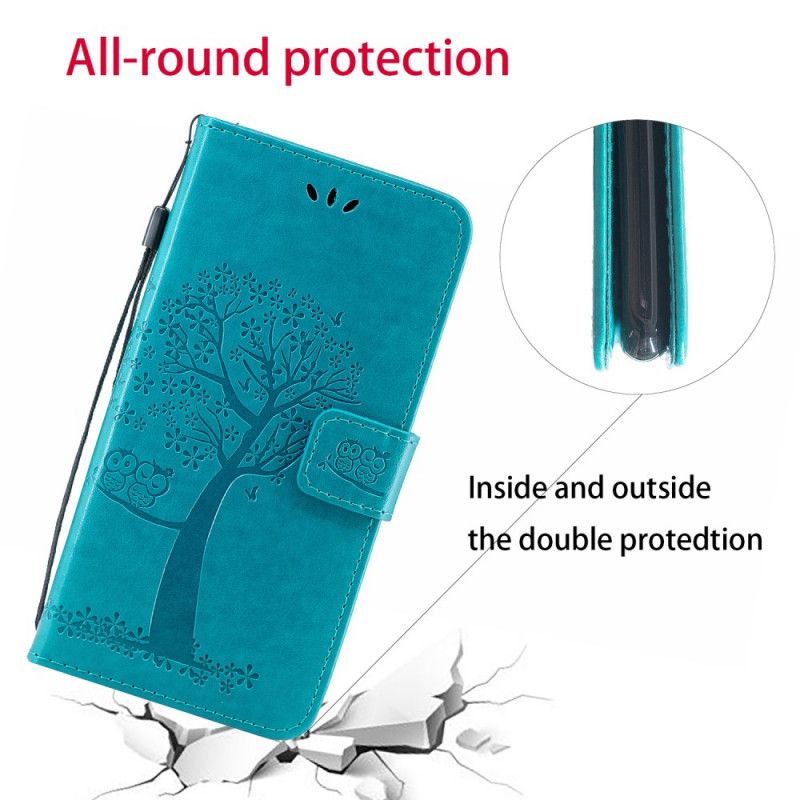 Housse Samsung Galaxy A20s Arbre Et Hiboux À Lanière