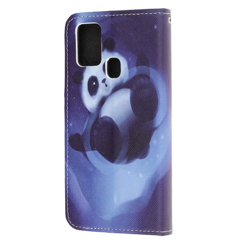 Housse Samsung Galaxy A21s Panda Space À Lanière