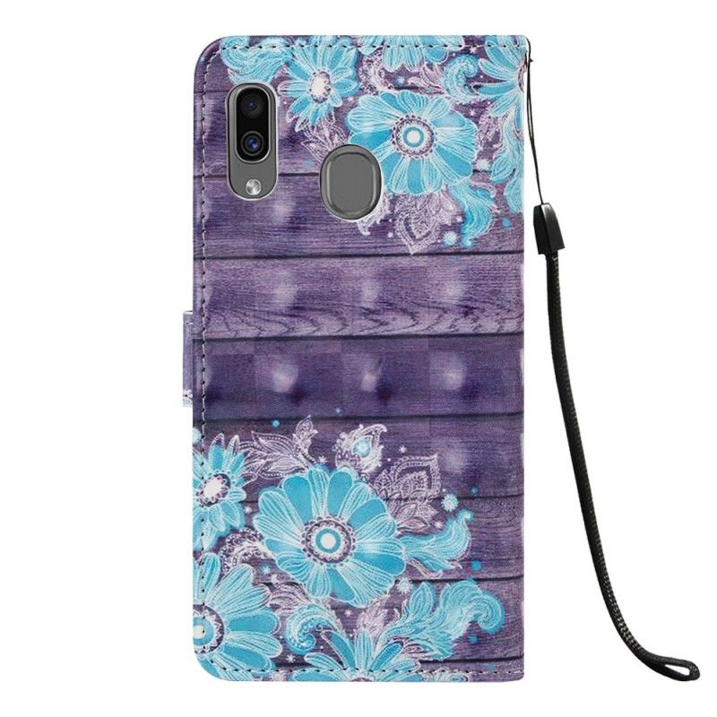 Étui Housse Samsung Galaxy A30 Fleurs Bleues