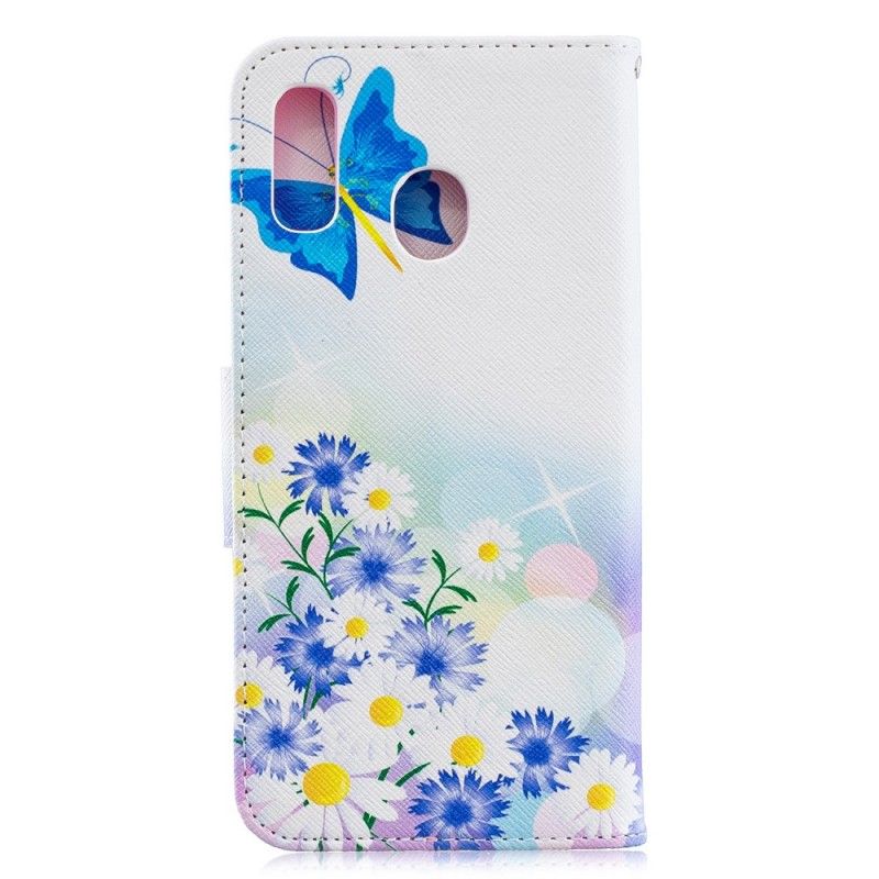 Housse Samsung Galaxy A30 Papillons Et Fleurs Peints