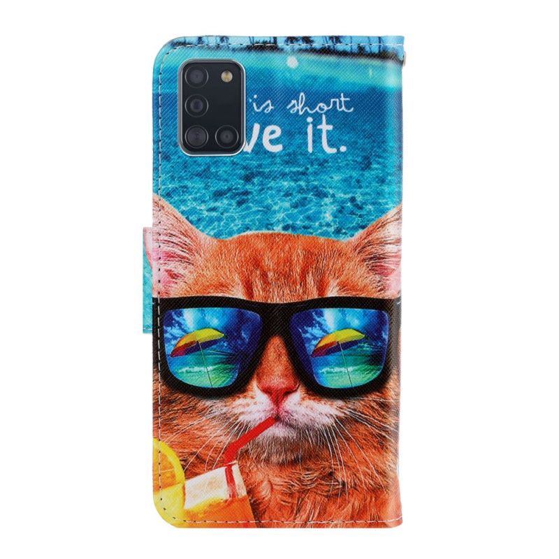 Étui Housse Samsung Galaxy A31 Cat Live It À Lanière