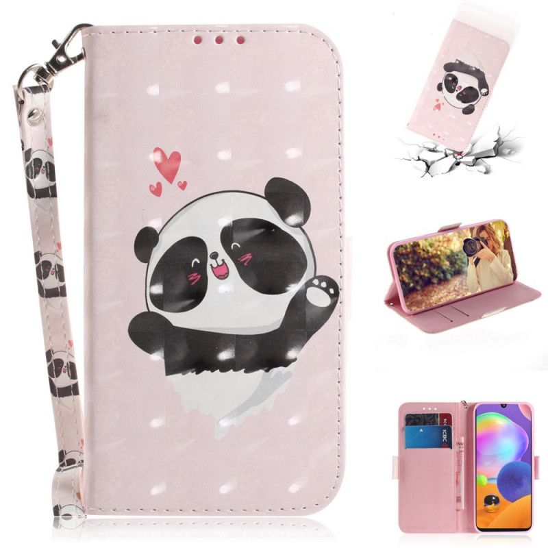 Housse Samsung Galaxy A31 Panda Love À Lanière