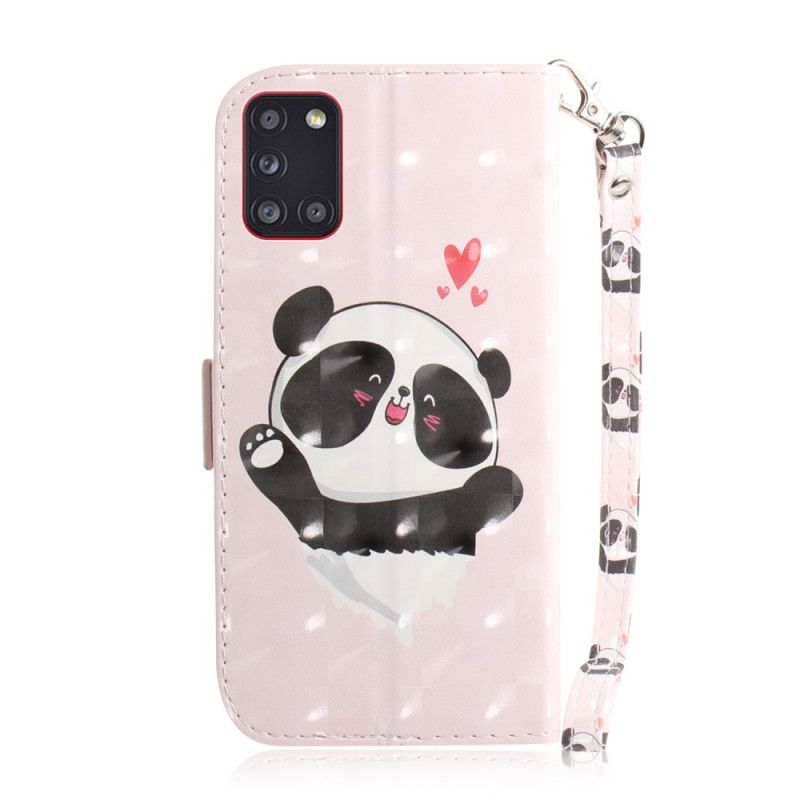 Housse Samsung Galaxy A31 Panda Love À Lanière