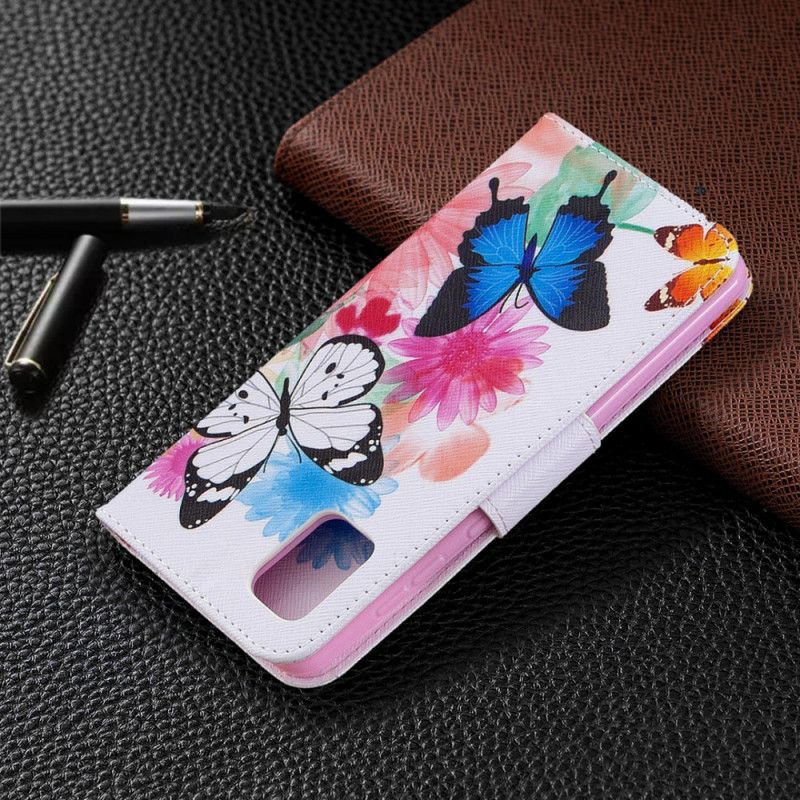 Étui Housse Samsung Galaxy A31 Papillons Et Fleurs Peints