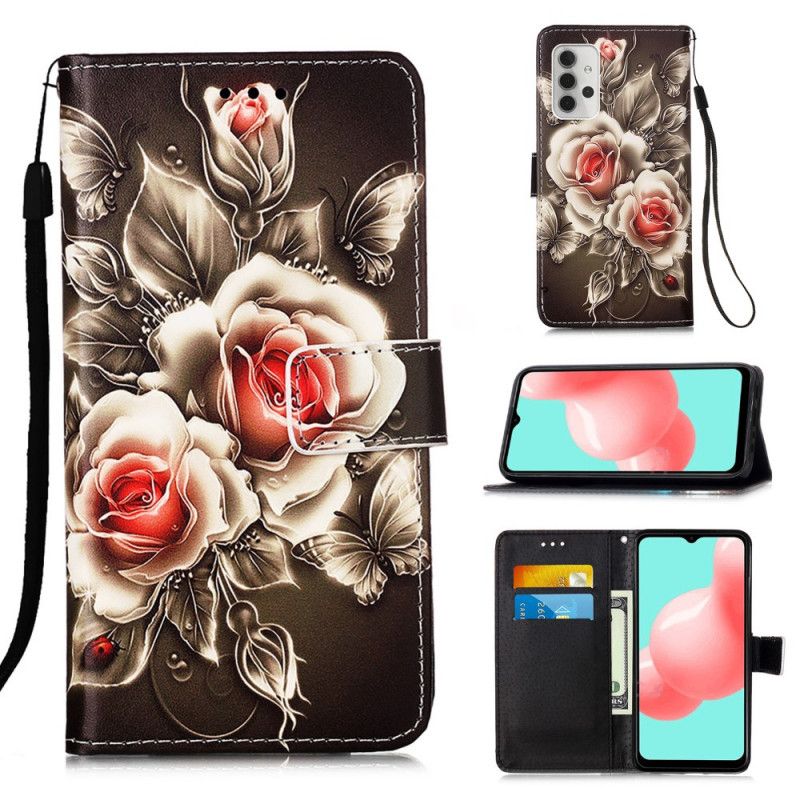 Housse Samsung Galaxy A32 5g Roses Dorées