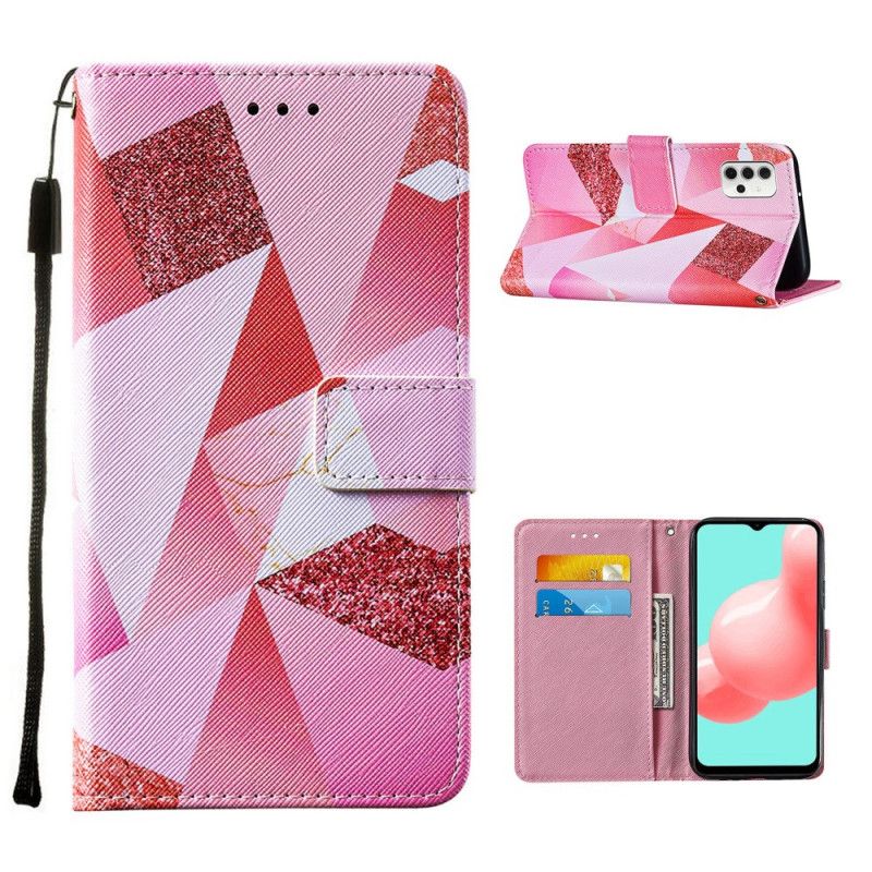 Housse Samsung Galaxy A32 5g Triangles Magenta Et Paillettes