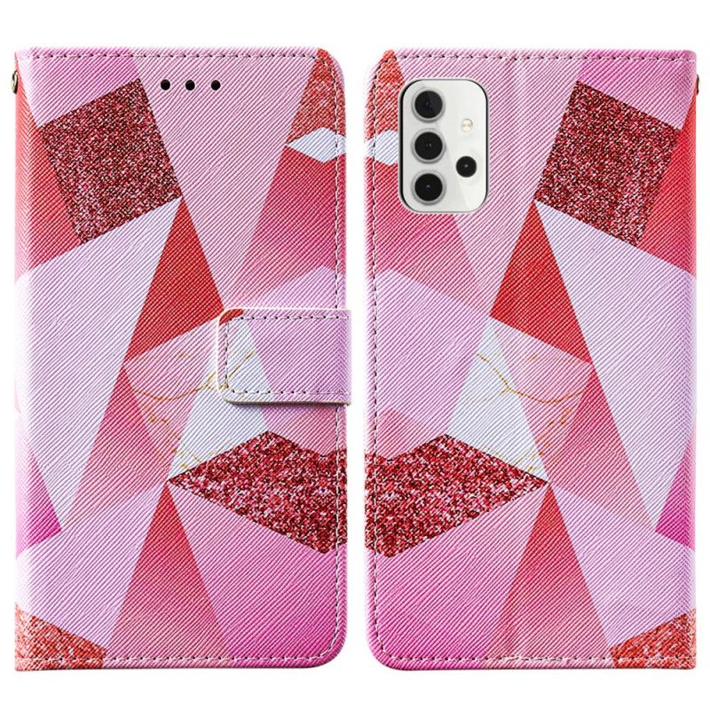 Housse Samsung Galaxy A32 5g Triangles Magenta Et Paillettes