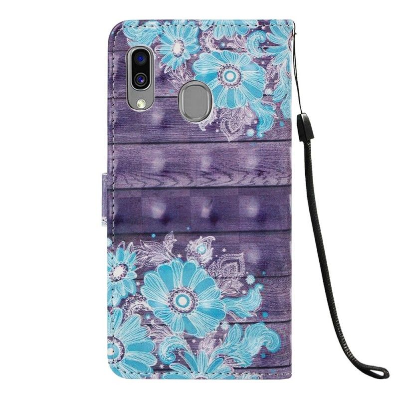 Étui Housse Samsung Galaxy A40 Fleurs Bleues