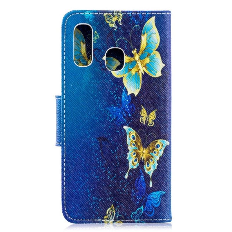 Housse Samsung Galaxy A40 Papillons Dorés