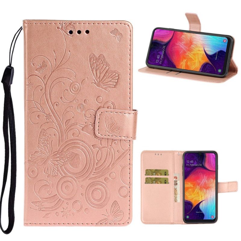 Housse Samsung Galaxy A41 Papillons Et Fleurs Rétro