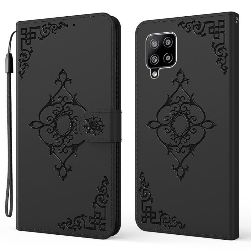 Étui Housse Samsung Galaxy A42 5g Fleur Baroque À Lanière