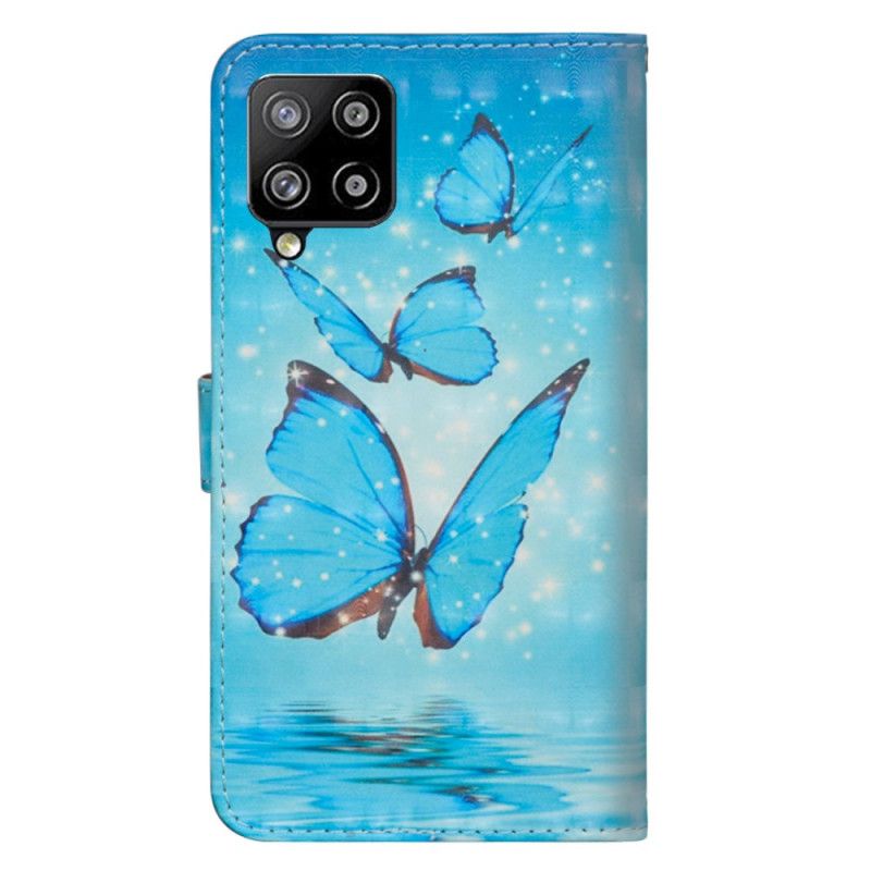 Housse Samsung Galaxy A42j Papillons Bleus Volants