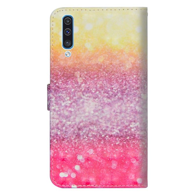 Housse Samsung Galaxy A50 Dégradé Paillettes Magentas