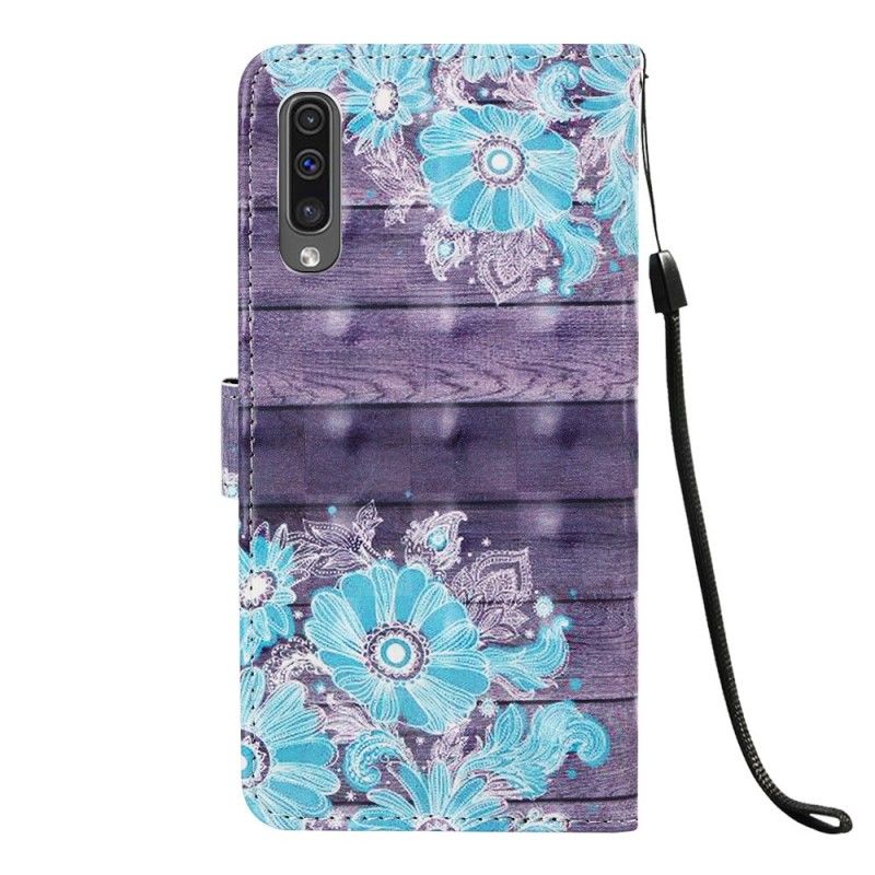 Housse Samsung Galaxy A50 Fleurs Bleues