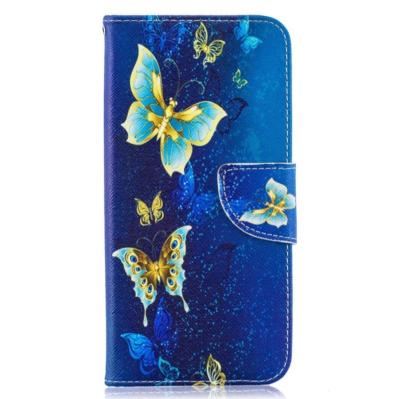 Housse Samsung Galaxy A50 Papillons Dorés