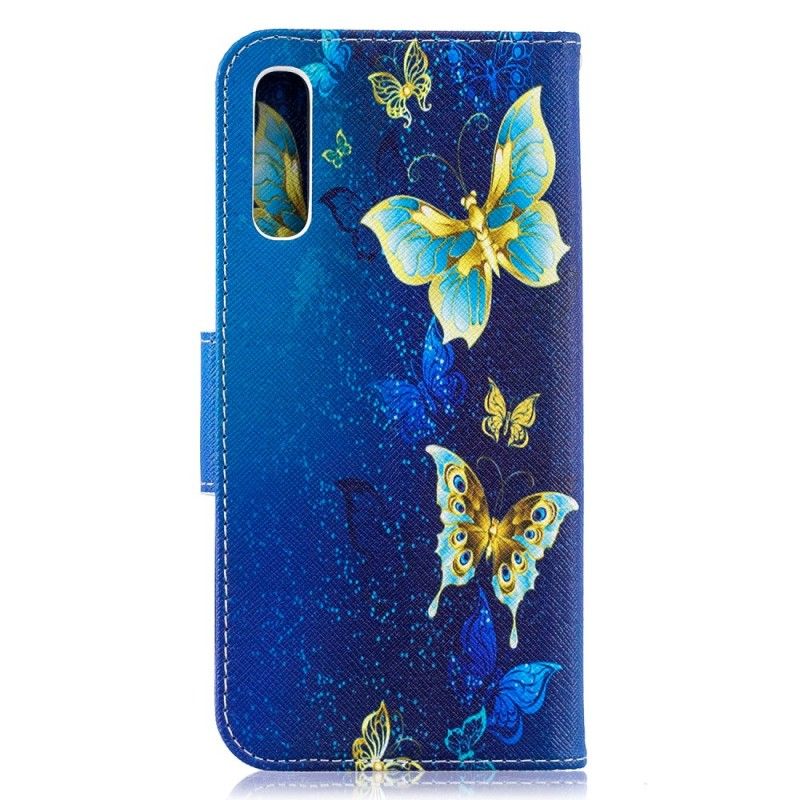 Housse Samsung Galaxy A50 Papillons Dorés