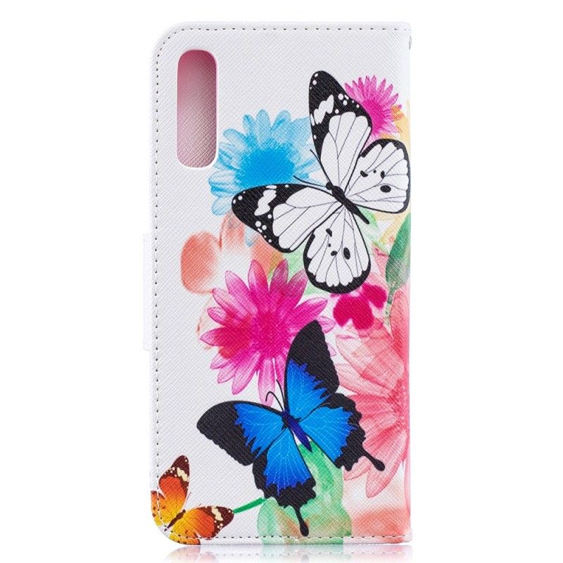 Housse Samsung Galaxy A50 Papillons Et Fleurs Peints