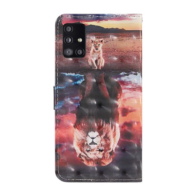 Housse Samsung Galaxy A51 5g Light Spot Lion Avec Lanière