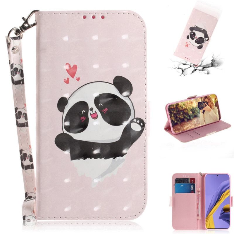 Housse Samsung Galaxy A51 Panda Love À Lanière