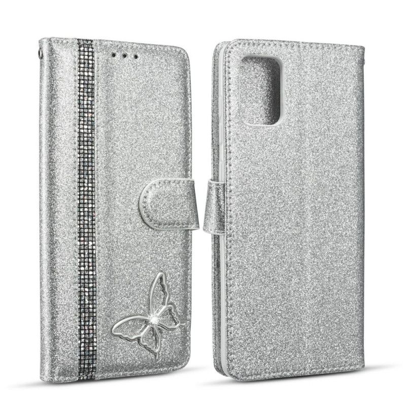 Housse Samsung Galaxy A51 Papillon Bijou Sur Paillettes