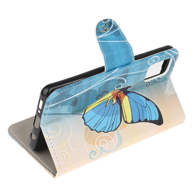 Housse Samsung Galaxy A51 Papillon Bleu Et Jaune