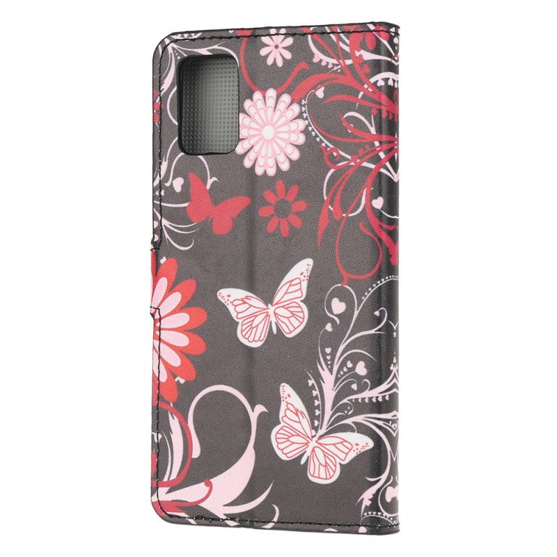 Étui Housse Samsung Galaxy A52 4g / A52 5g Papillons Et Fleurs