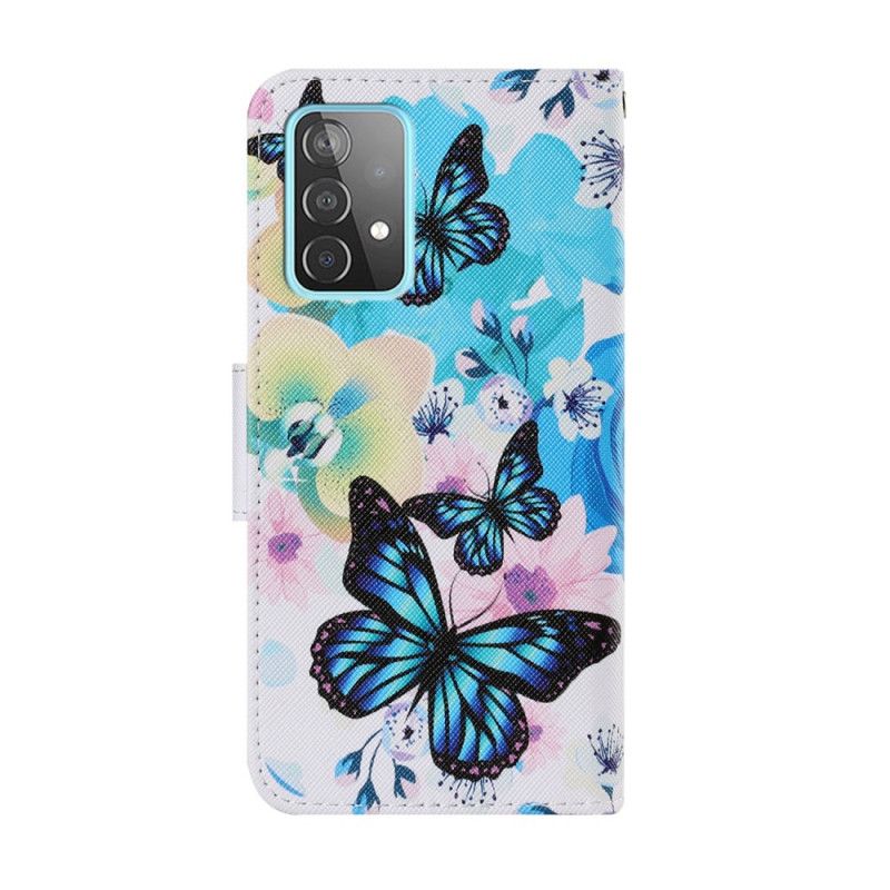 Housse Samsung Galaxy A52 4g / A52 5g Papillons Et Fleurs D'été