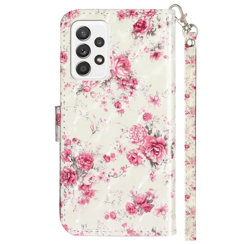 Housse Samsung Galaxy A53 5G Fleurs Liberty à Lanière