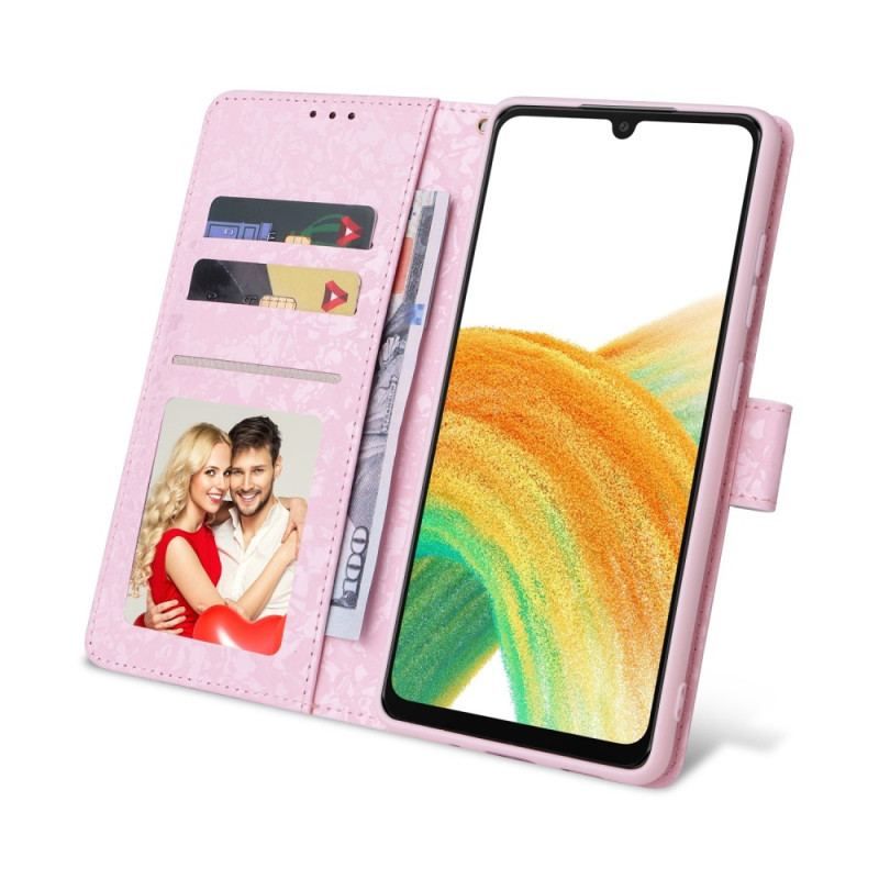 Housse Samsung Galaxy A53 5G Fleurs RFID avec Lanière
