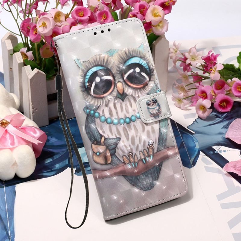 Housse Samsung Galaxy A54 5G Miss Hibou avec Lanière