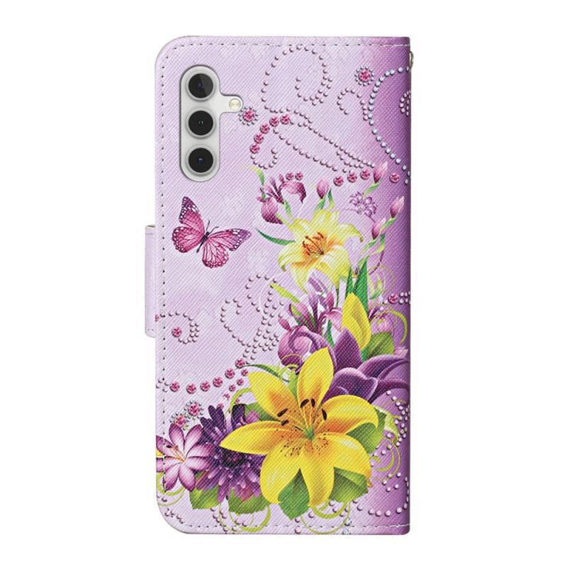 Housse Samsung Galaxy A54 5G Papillons Magistraux avec Lanière