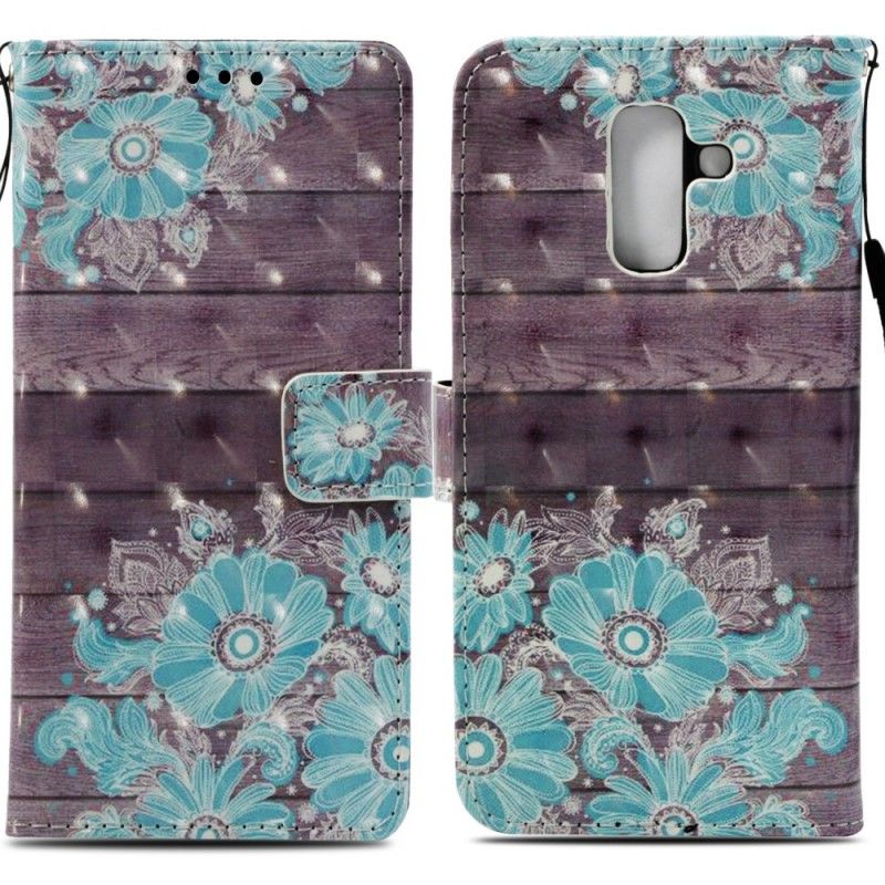 Housse Samsung Galaxy A6 Plus Fleurs Bleues 3d