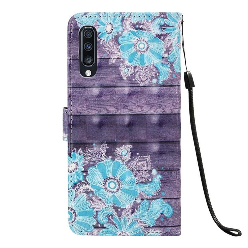 Housse Samsung Galaxy A70 Fleurs Bleues