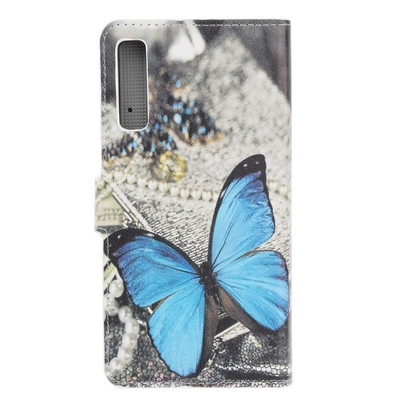 Housse Samsung Galaxy A70 Papillon Bleu