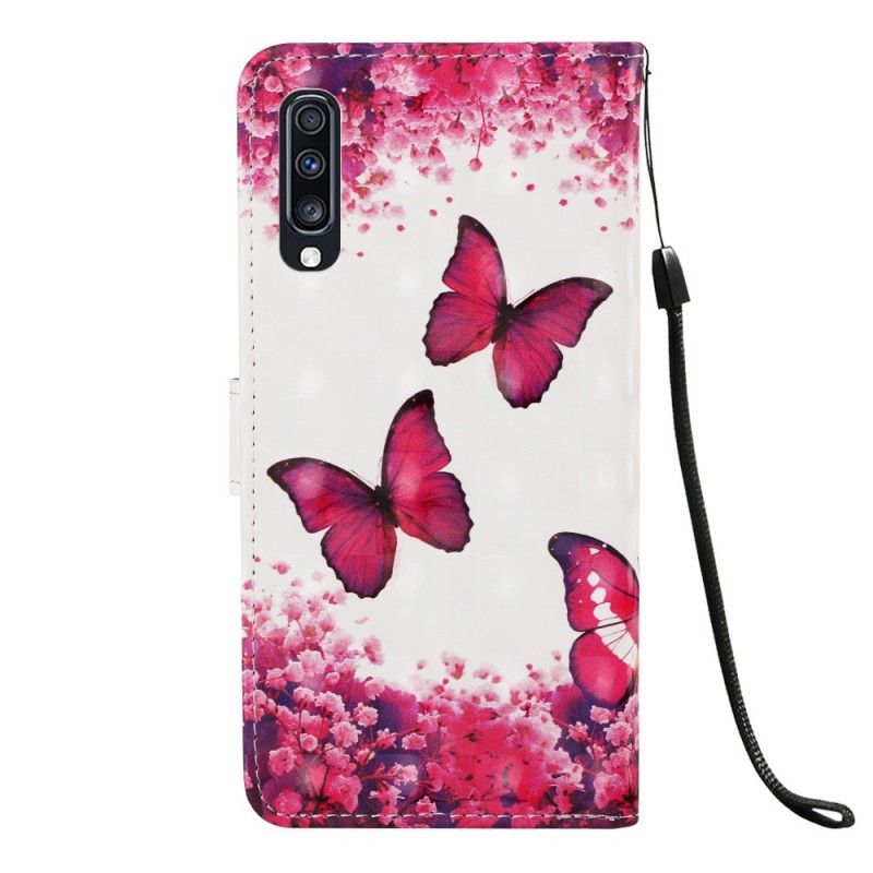 Housse Samsung Galaxy A70 Papillons Rouges