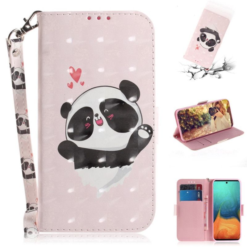 Housse Samsung Galaxy A71 Panda Love À Lanière