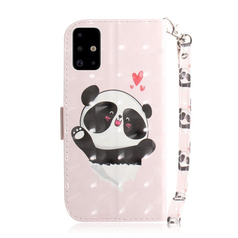 Housse Samsung Galaxy A71 Panda Love À Lanière
