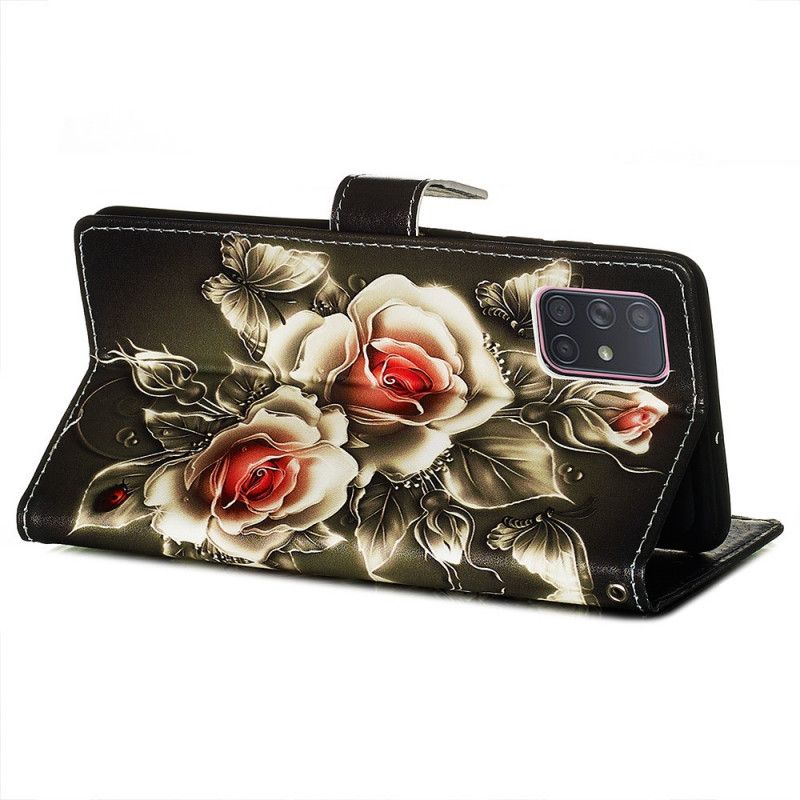 Housse Samsung Galaxy A71 Roses Dorées