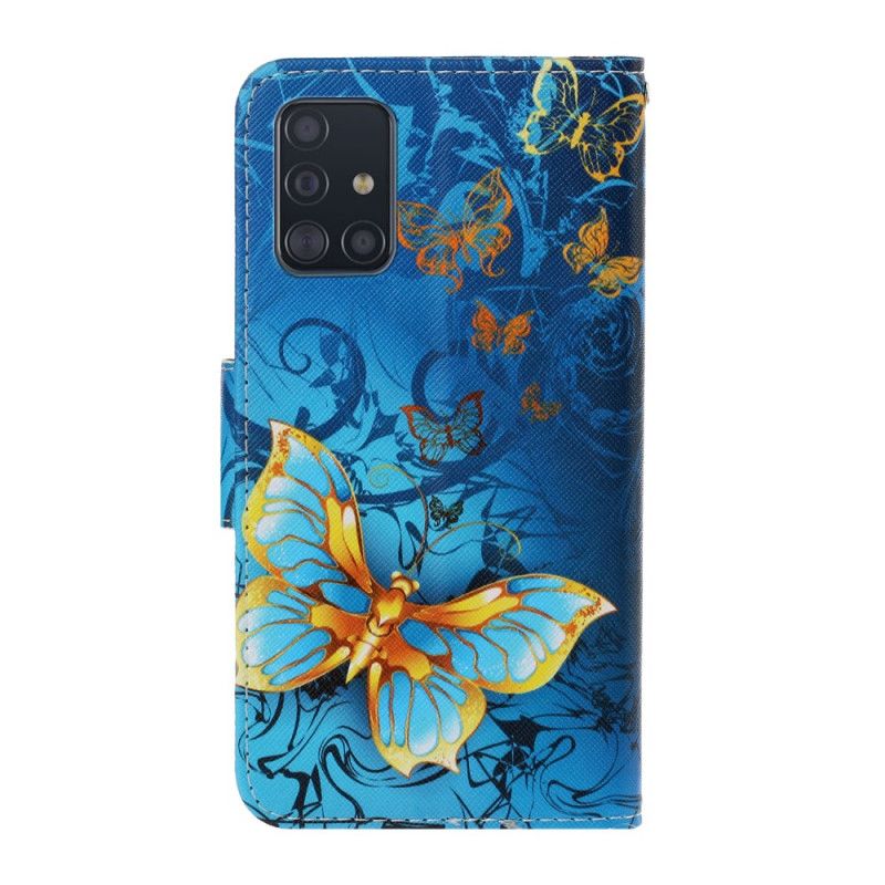 Étui Housse Samsung Galaxy A71 Variations Papillons À Lanière